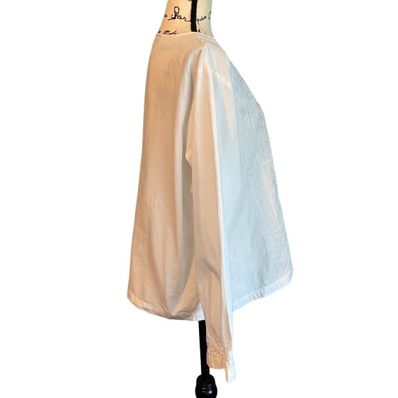 Orvis Women's White Button Up Top Size Petite XL Cotton Embroidered Boxy - Picture 4 of 8